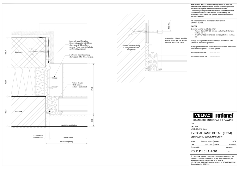 Various structural interface drawings for Domestic projects